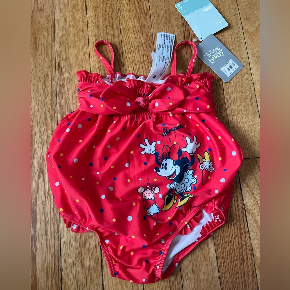 Disney Baby Red Minnie Mouse UPF 50+ Swimsuit